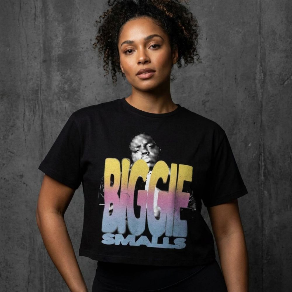 Biggie Smalls - Halftone Biggie Crop top - Black